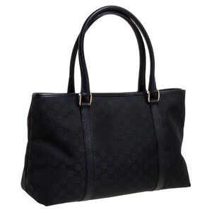 Gucci Black GG Canvas and Leather Shopper‎ Tote